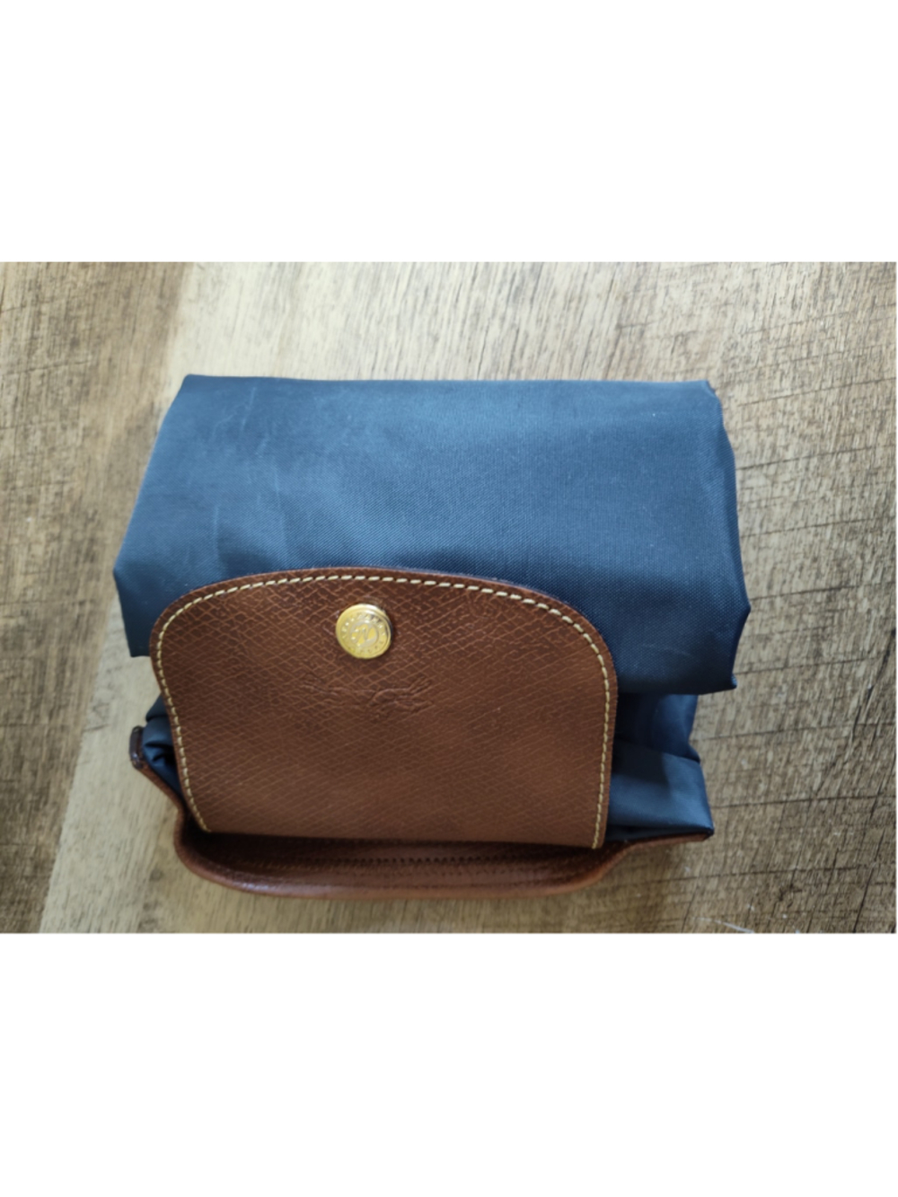 Women's Longchamp Le Pliage Tote Bag One Size Navy and Brown - Picture 11 of 11